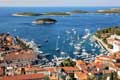 Hvar town harbour with Pakleni islands in the back